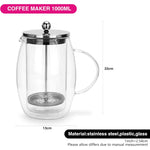 ماكينة تحضير القهوة الفرنسية من فيسمان بسعة 1 لتر، مصنوعة من زجاج البورسليكات مزدوج الجدار، خالية من مادة BPA