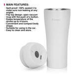 كوب سفر فيسمان مزدوج الجدار مفرغ من الهواء، 420 مل، لون أبيض من الفولاذ المقاوم للصدأ