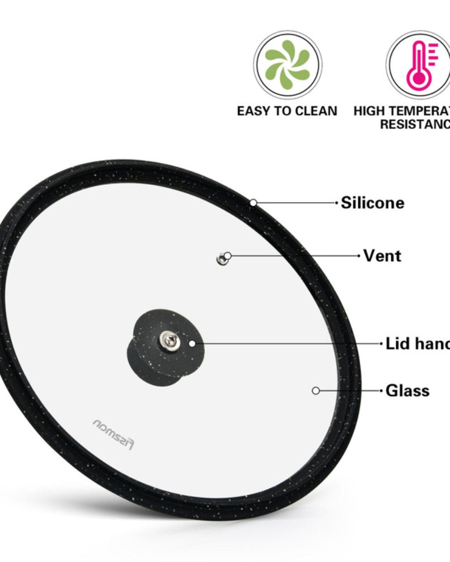 أغطية فيسمان أركيد مع حافة سيليكون رخامية سوداء 26 سم