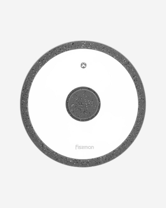 غطاء فيسمان الزجاجي 20 سم مع حافة سيليكون رخامية باللون الرمادي