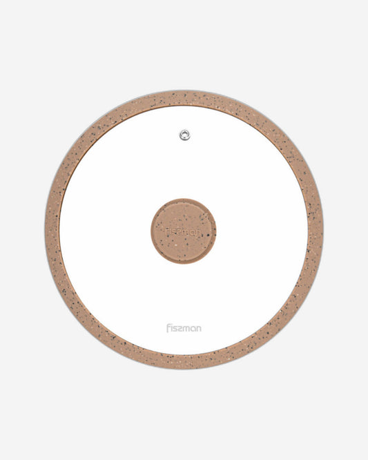 غطاء زجاجي من فيسمان، مقاس 24 سم، مع حافة سيليكون رخامية، لون بني