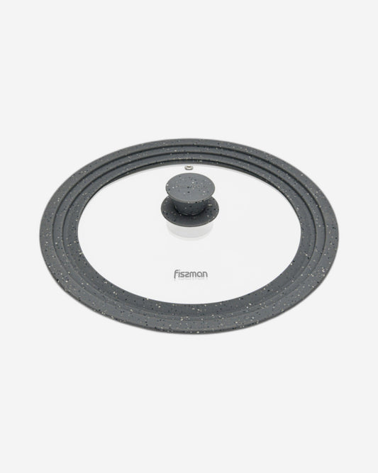 غطاء فيسمان متعدد المقاسات بحافة سيليكون رخامية 24/26/28 سم، شفاف/رمادي