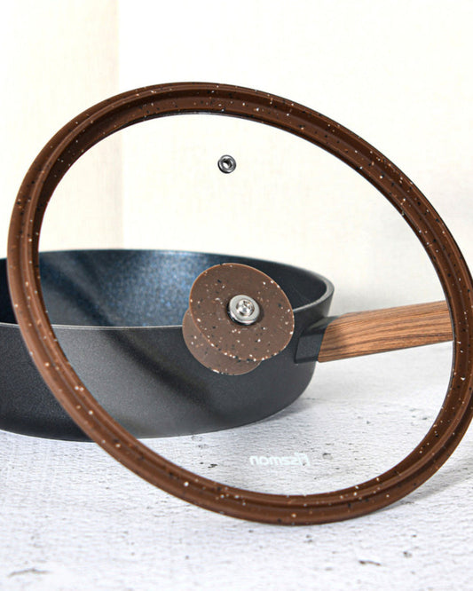 غطاء فيسمان الزجاجي 26 سم مع حافة سيليكون رخامية باللون البني