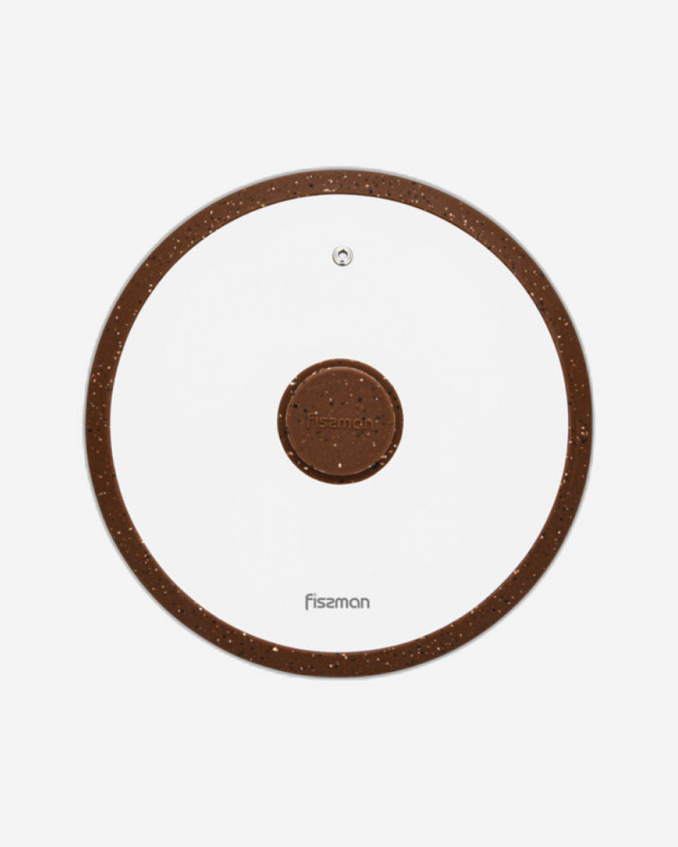 غطاء فيسمان الزجاجي 28 سم مع حافة سيليكون رخامية باللون البني