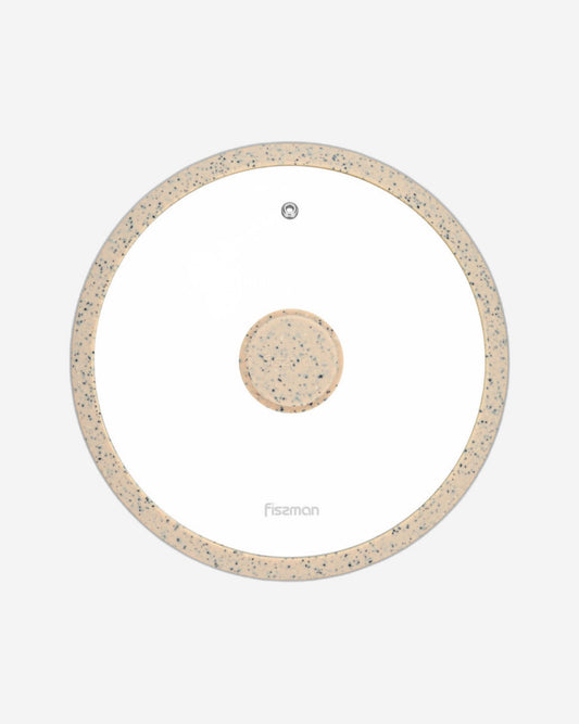 غطاء فيسمان الزجاجي 24 سم مع حافة سيليكون رخامية كريمي