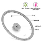 أركيد فيسمان بغطاء 24 سم مع حافة سيليكون رخامية رمادية (زجاج)