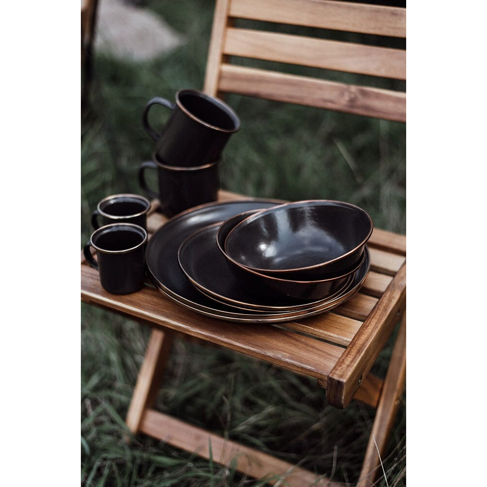 BareBones - كوب إسبرسو مطلي بالمينا بلون الفحم - مجموعة من قطعتين