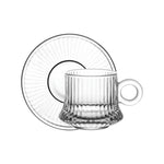 Doyalex Glass Tea Cup & Saucer Set - 190ml, 12-Pieces, Transparent (CS-058C)