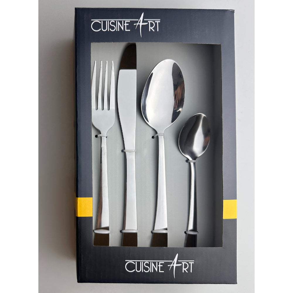 مجموعة أدوات مائدة ساسا من الفولاذ المقاوم للصدأ من كويزين آرت، 16 قطعة، فضية