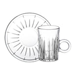 Doyalex Glass Istikan Tea Cup & Saucer Set - 120ml, 12 Pieces, Transparent 