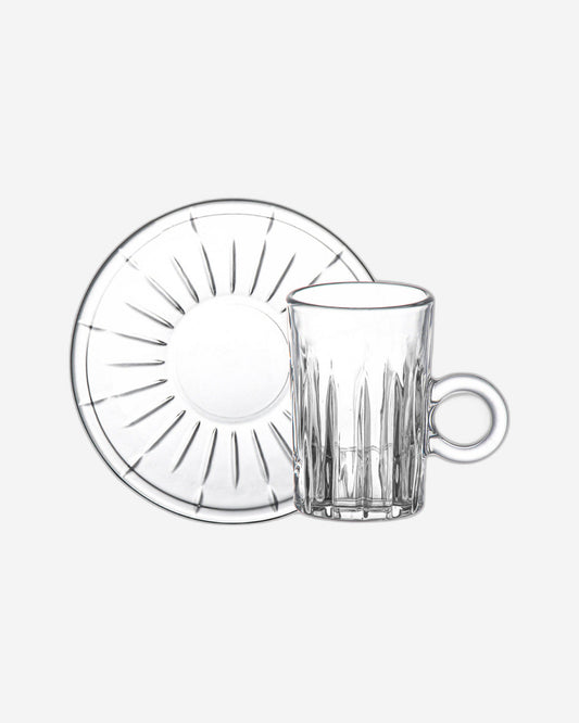 طقم فناجين شاي وصحن زجاجي من دوياليكس - 120 مل، 12 قطعة، شفاف