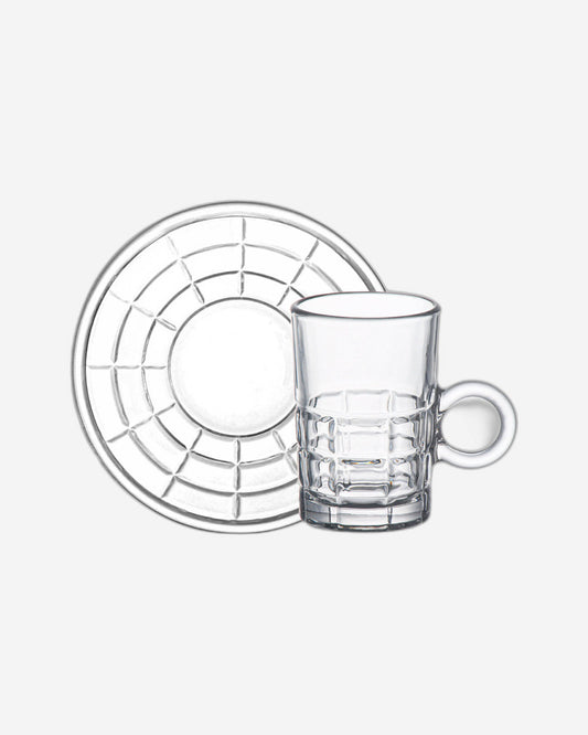 طقم فناجين شاي وصحن زجاجي من دوياليكس - ١٢٠ مل، ١٢ قطعة، شفاف (CS-158B)