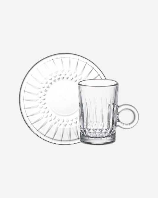 طقم فناجين شاي وصحن زجاجي من دوياليكس - ١٢٠ مل، ١٢ قطعة، شفاف (CS-158D)