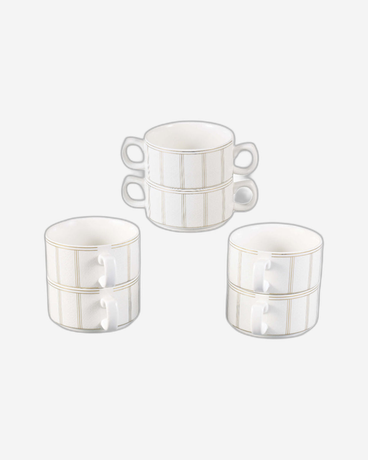 طقم حساء شالو ريتز، 17 قطعة، مع حامل ذهبي - أواني طعام فاخرة من البورسلين الأبيض، مثالية لتناول طعام أنيق، وعاء حساء