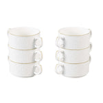 طقم حساء شالو جيزا، 16 قطعة، مع حامل ذهبي غير لامع - أواني عشاء أنيقة من البورسلين الأبيض، مثالية لتناول طعام راقي، أوعية حساء