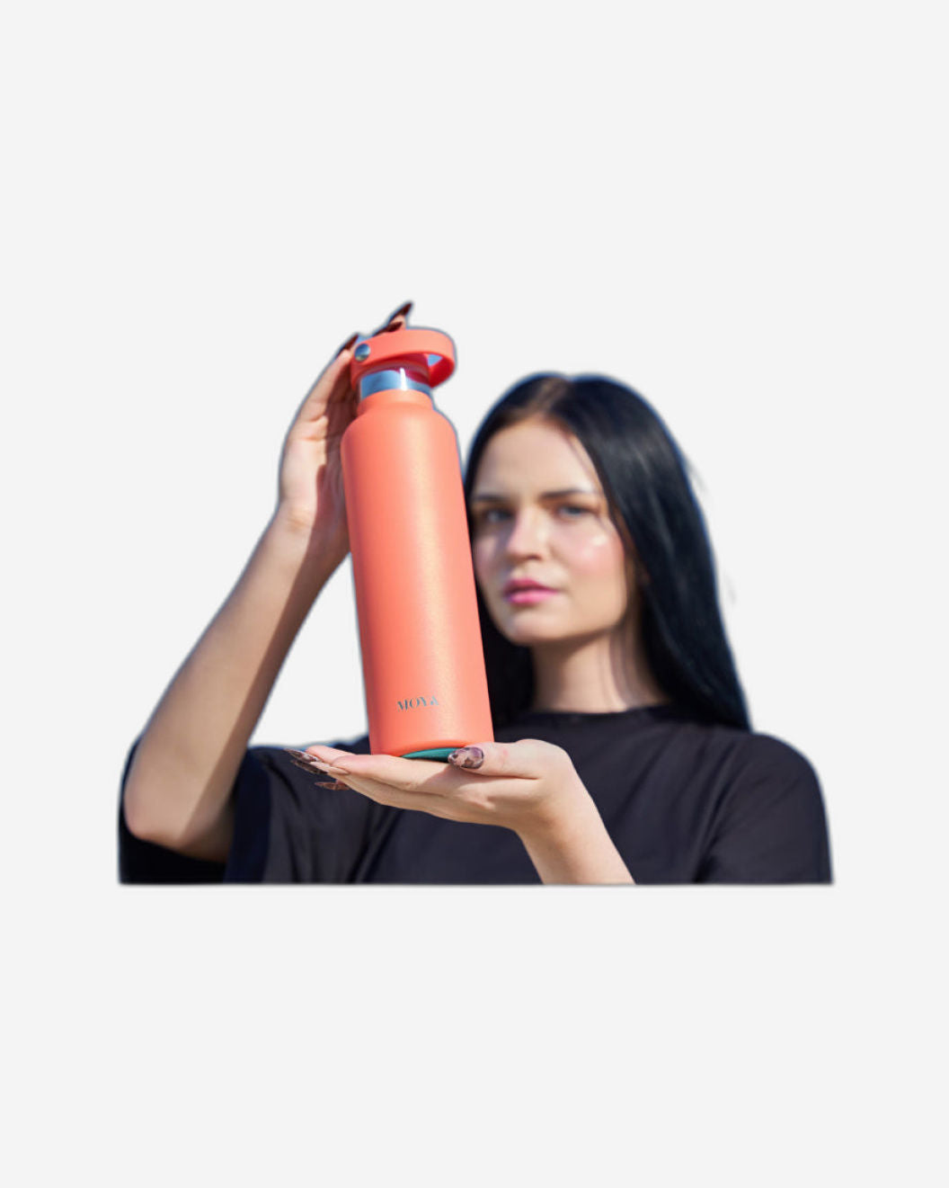 زجاجة مياه مويا "البحر الأسود" المعزولة والمستدامة، سعة 700 مل، باللون الأسود