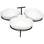 Shallow Porcelain Serving Set with Toothpick Holder and Stand, White, 3x17 cm – Elegant and Practical Serving Dish for Appetizers and Snacks