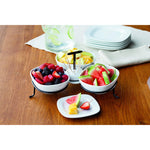 طقم تقديم بورسلين مسطح مع حامل أعواد أسنان وحامل، أبيض، 3×17 سم - طبق تقديم أنيق وعملي للمقبلات والوجبات الخفيفة