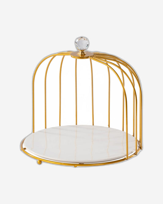 طبق كيك أنيق من البورسلين مقاس 26 سم مع حامل ذهبي فاخر