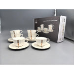 Shallow Porcelain Amara Coffee Cup & Saucer Set, 90ml (6 Cups, 6 Saucer, White)