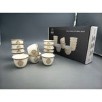 Shallow Porcelain Zain Cawa Cup, 80ml (12 Pieces, White & Gold)