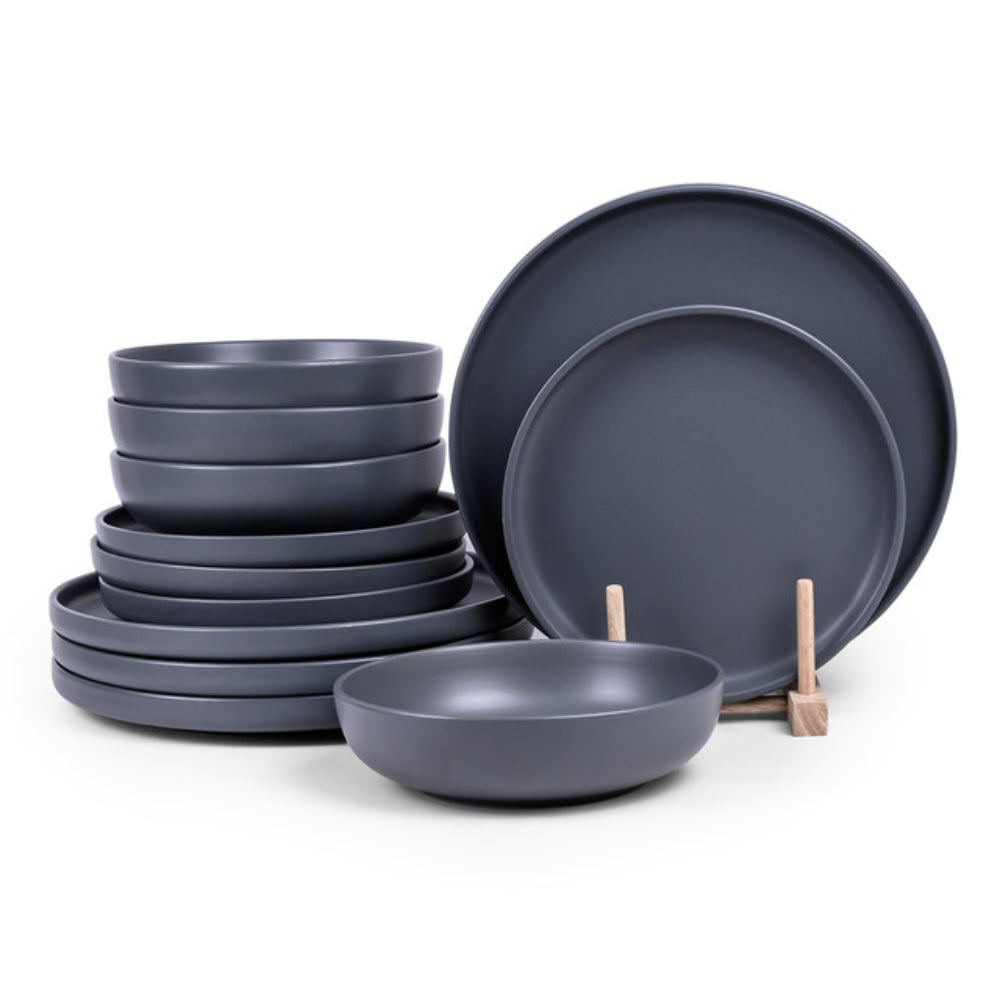 Cuisine Art UMA 12-Piece Glazed Dinner Set - Grey