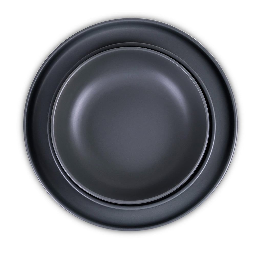 طقم عشاء مزجج من كويزين آرت UMA، 12 قطعة - رمادي