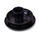 طقم عشاء من الخزف الحجري من كويزين آرت OLA، مكون من 16 قطعة - أسود