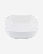 أوعية خزفية ضحلة مع صينية ومقبض من الخيزران، أبيض/بني، 4 قطع