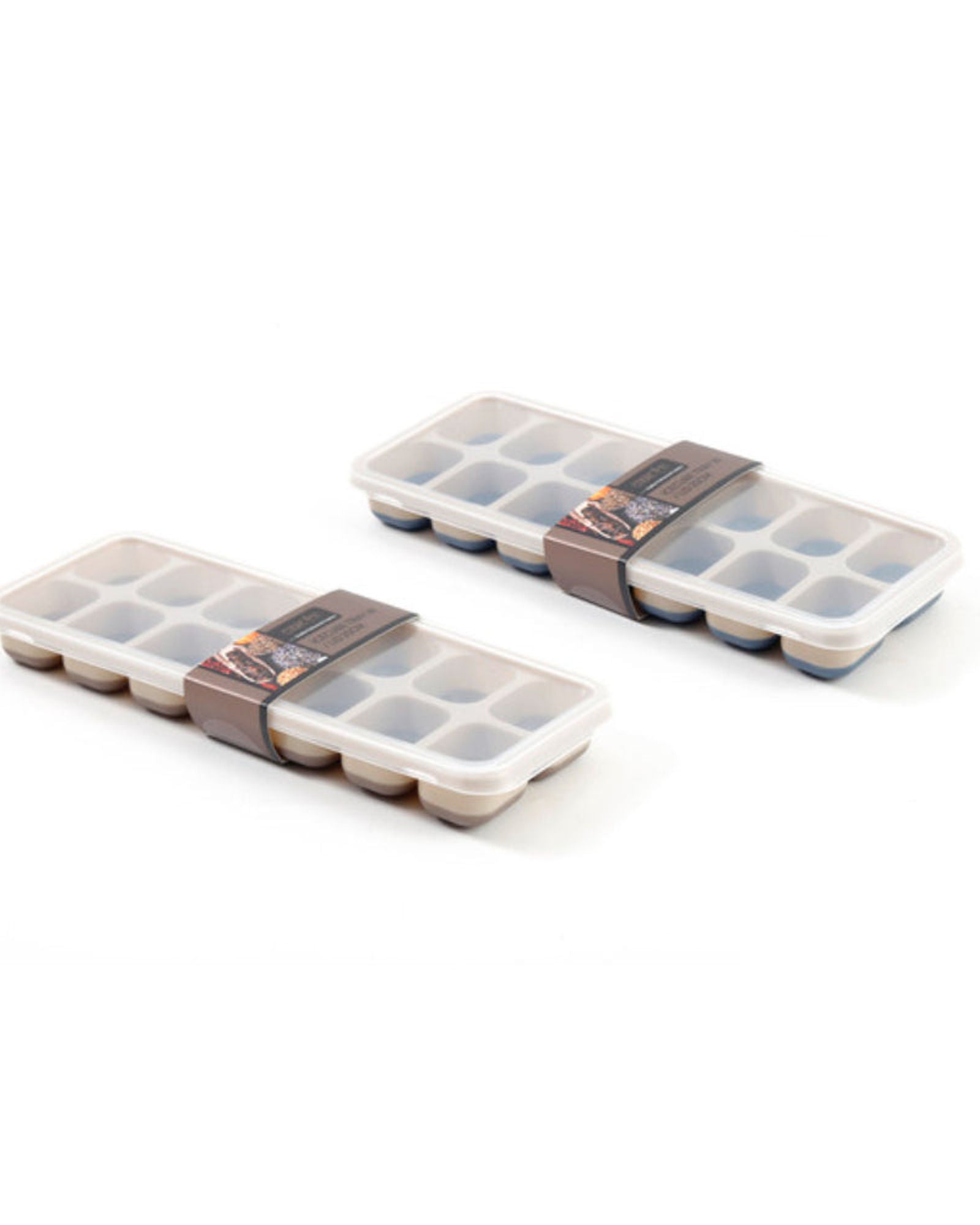 صينية مكعبات ثلج من المطاط الحراري البلاستيكي (TPR) والبولي بروبيلين مع غطاء، 25 سم (مجموعة من قطعتين)