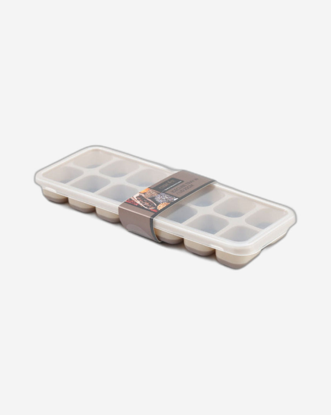 صينية مكعبات ثلج من المطاط الحراري البلاستيكي (TPR) والبولي بروبيلين مع غطاء، 25 سم (مجموعة من قطعتين)