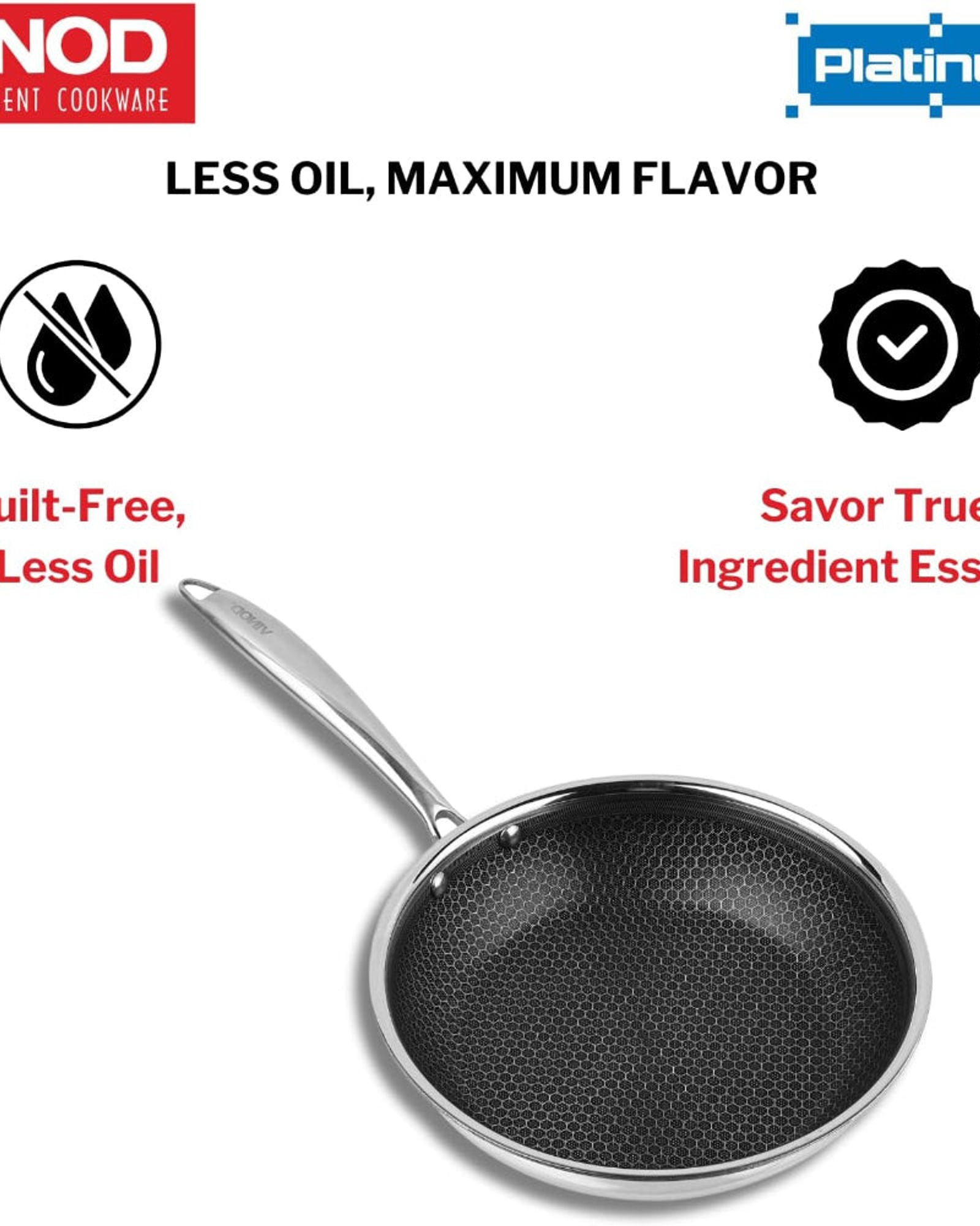 مقلاة فينود بلاتينيوم تريبلي من الفولاذ المقاوم للصدأ SAS Pro - 24 سم، فضية (مناسبة للطهي بالحث)