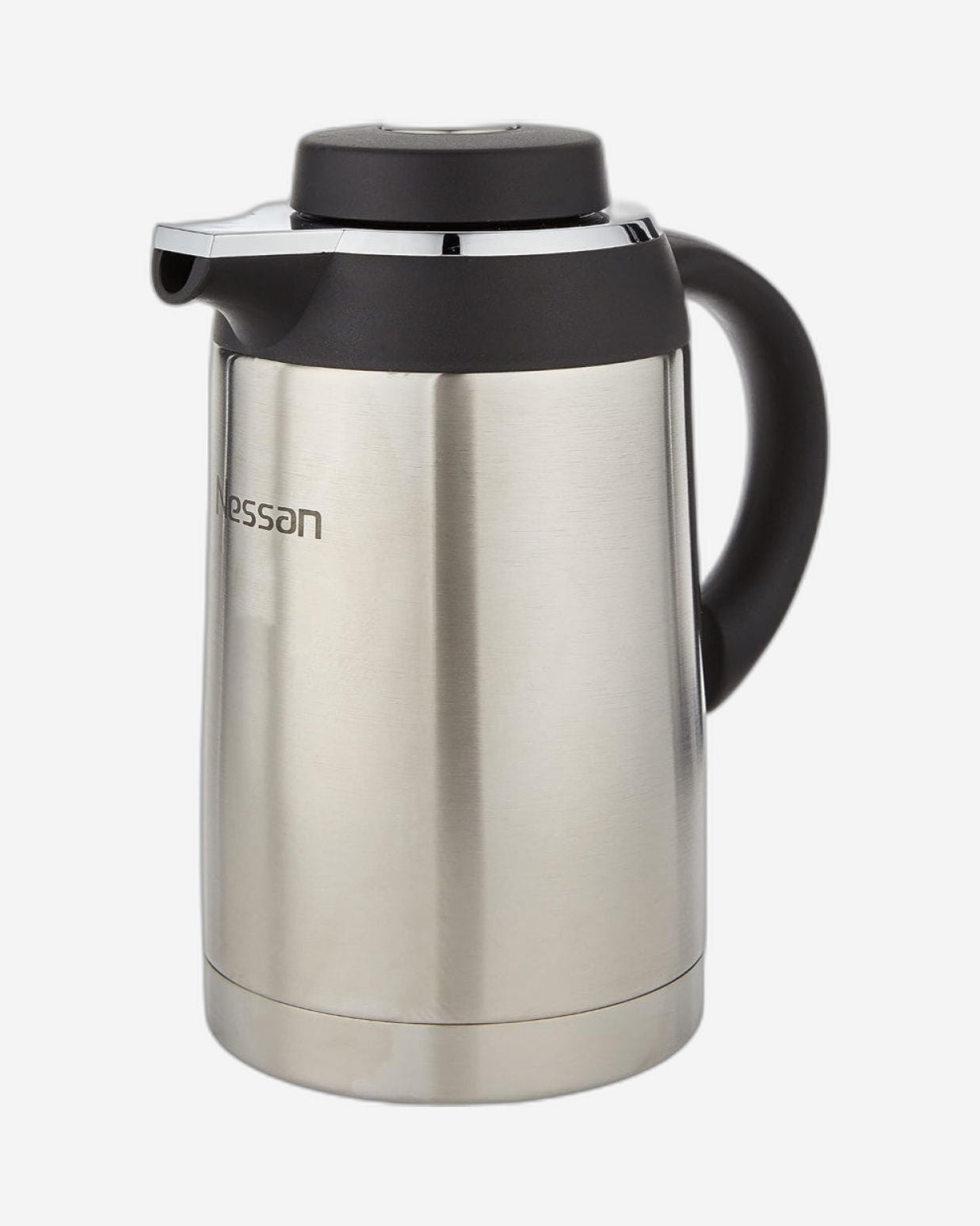 قارورة نيسان ريجال من الفولاذ المقاوم للصدأ، سعة ١.٣ لتر - فضي/أسود | قارورة متينة مزدوجة الجدار معزولة بالتفريغ للمشروبات الساخنة والباردة