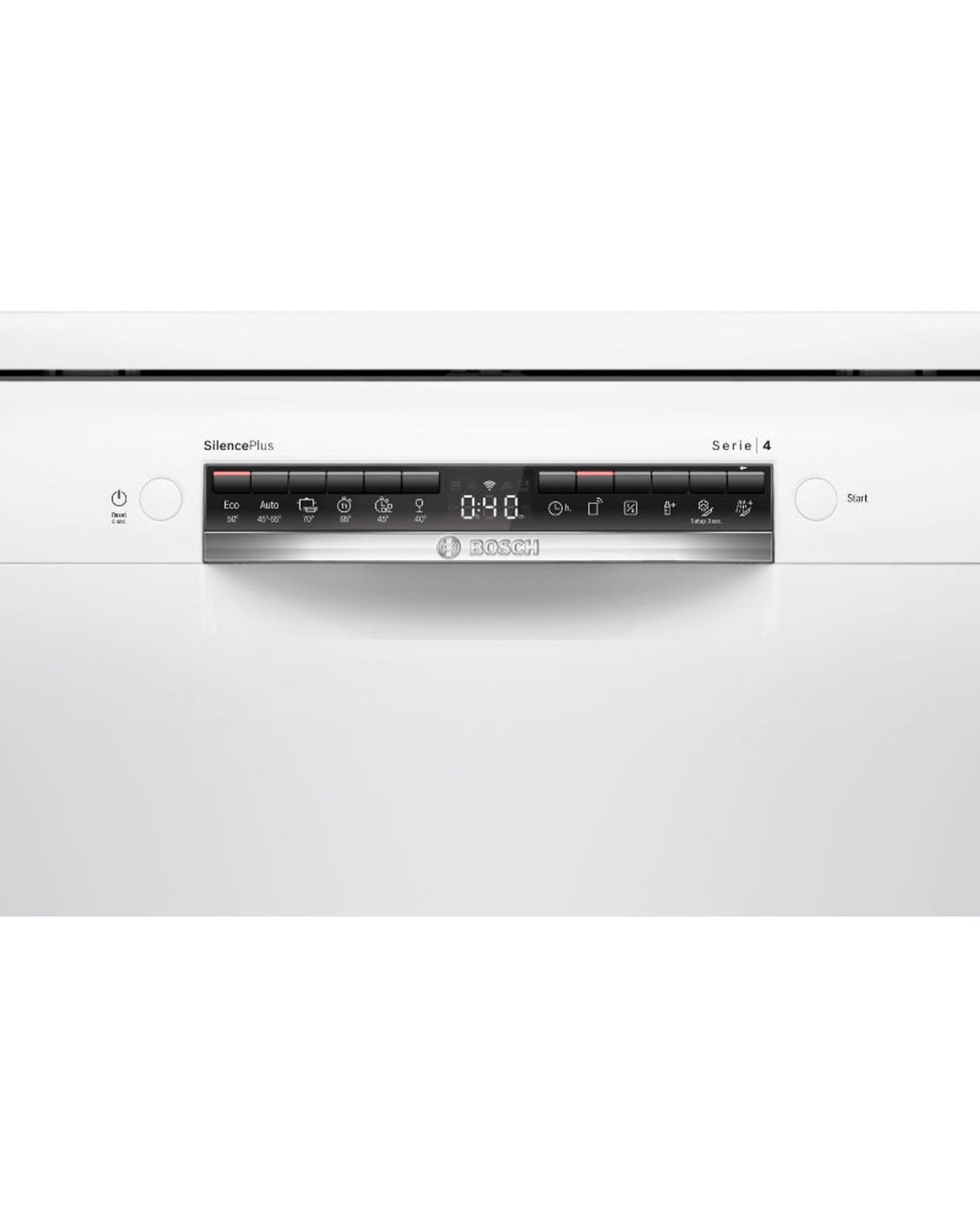 غسالة أطباق بوش سيريز 4 قائمة بذاتها، 60 سم، 14 مكانًا، مراقبة وتحكم عن بُعد من Home Connect، ضمان تصنيع لمدة عام، SMS4HMW65M، أبيض