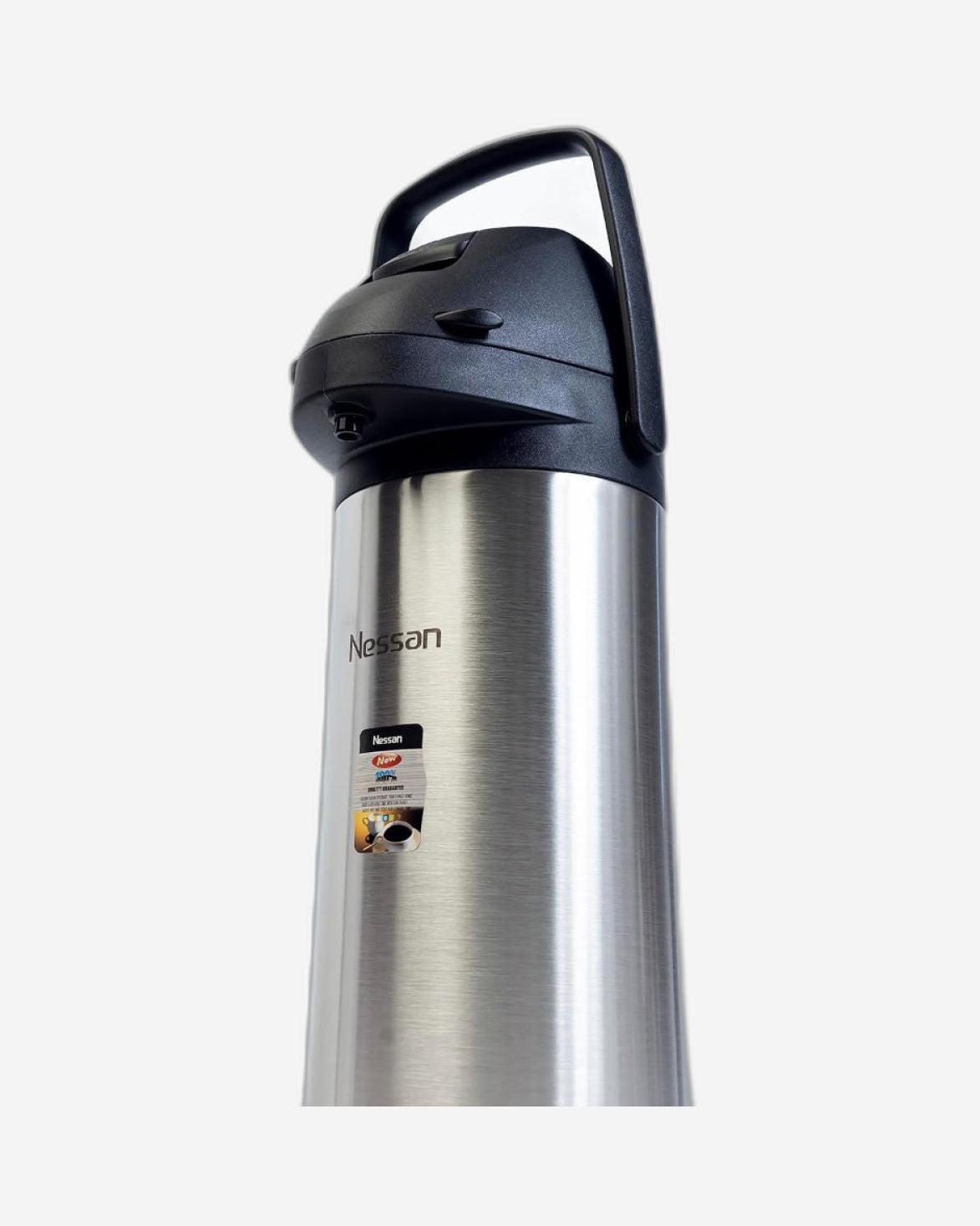 موزع شاي وقهوة معزول من نيسان - إبريق حراري، قارورة مفرغة، قارورة حرارية، وعاء مضخة معزول، بطانة داخلية من الفولاذ المقاوم للصدأ المتين، قارورة محمولة ومقاومة للتسرب - سعة 1.9 لتر