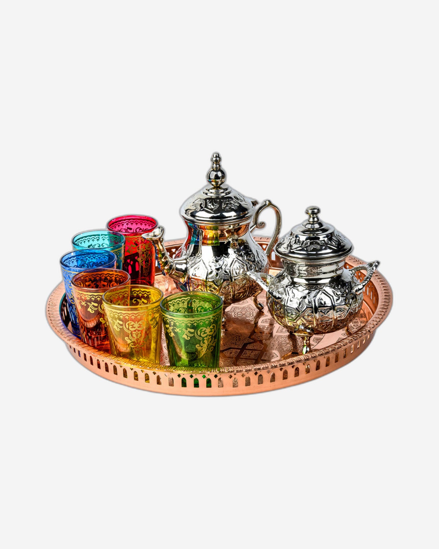 طقم شاي أروى من كويزين آرت، 9 قطع، صينية نحاسية