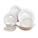 Shallow New Bone China Dinner Set - Java, 32 Pieces, White