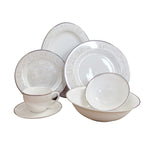 Shallow New Bone China Dinner Set - Prisa, 32 Pieces, White