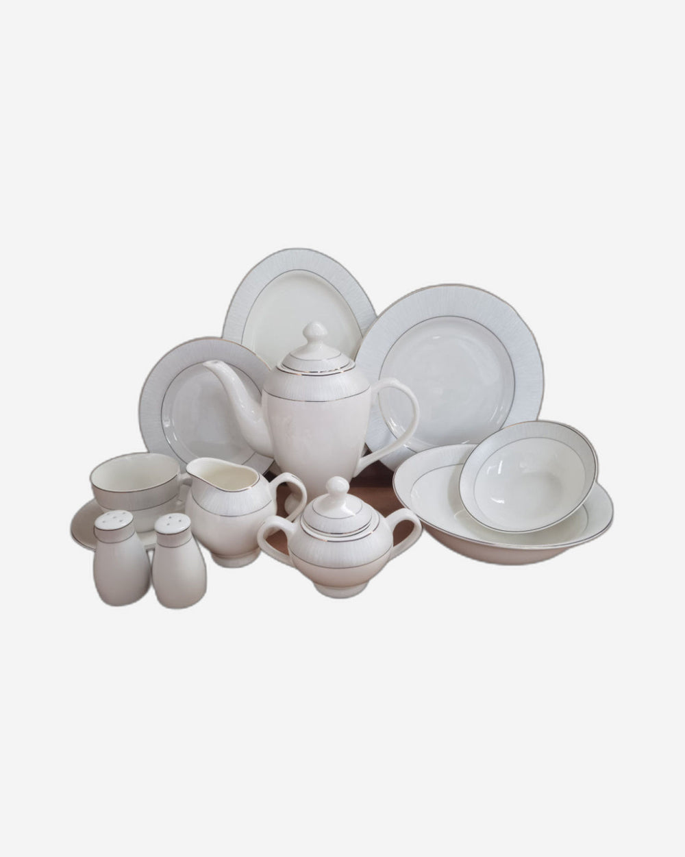 طقم عشاء شالو نيو بون تشاينا - فيليز، 47 قطعة، أبيض