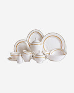 Shallow Bone China Gold Plated Dinner Set - 47 Pieces, Royal
