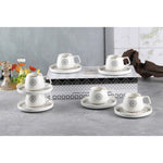 طقم فناجين قهوة وصحن من شالو نيو بون تشاينا هوما، 100 مل (أبيض، 6 أكواب، 6 صحون)