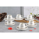 طقم فناجين قهوة وصحن من شالو نيو بون تشاينا هوما، 100 مل (أبيض، 6 أكواب، 6 صحون)