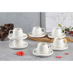 طقم فناجين قهوة وصحن من شالو نيو بون تشاينا إي إم إيه، سعة 100 مل (أبيض، 6 أكواب، 6 صحون)