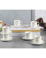 طقم فناجين قهوة وصحن من شالو نيو بون تشاينا روزا، 90 مل (أبيض، 6 أكواب، 6 صحون)