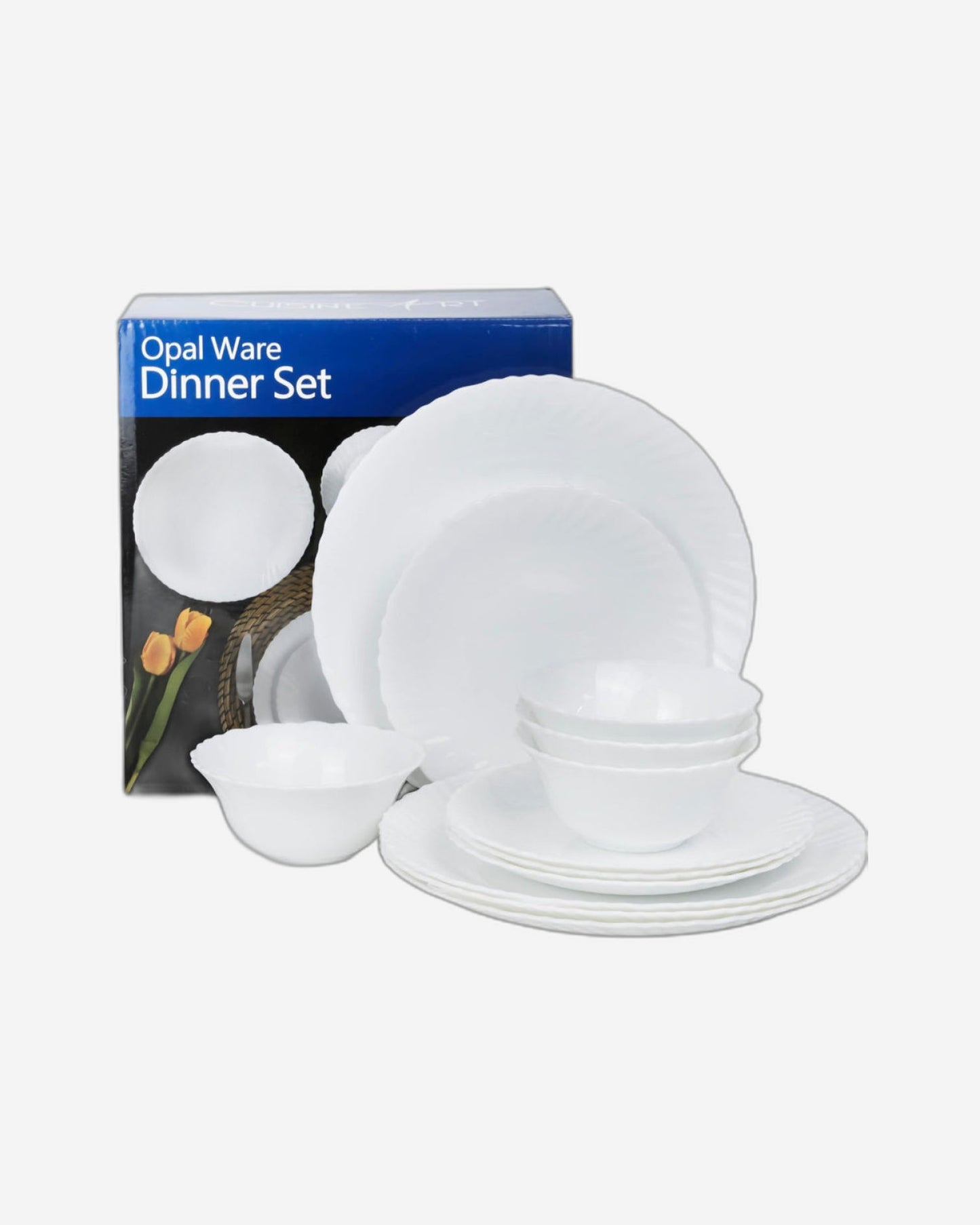 طقم عشاء كويزين آرت مكون من 12 قطعة، أبيض أوبالوير