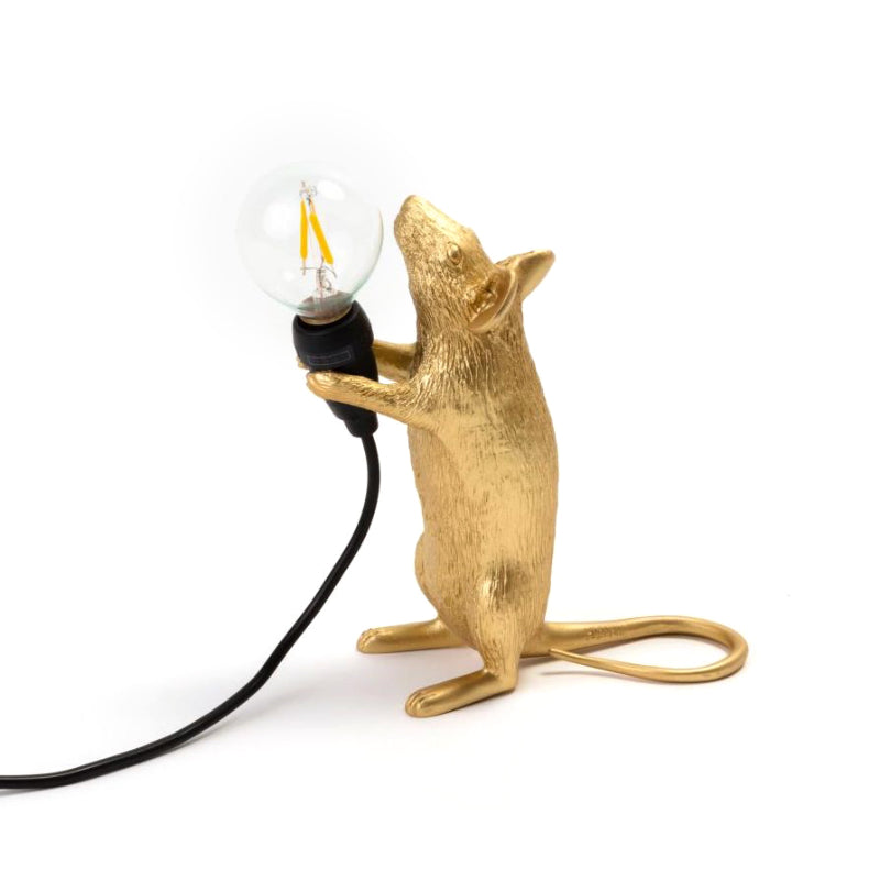 Seletti Mouse Lamp Step Standing Gold USB