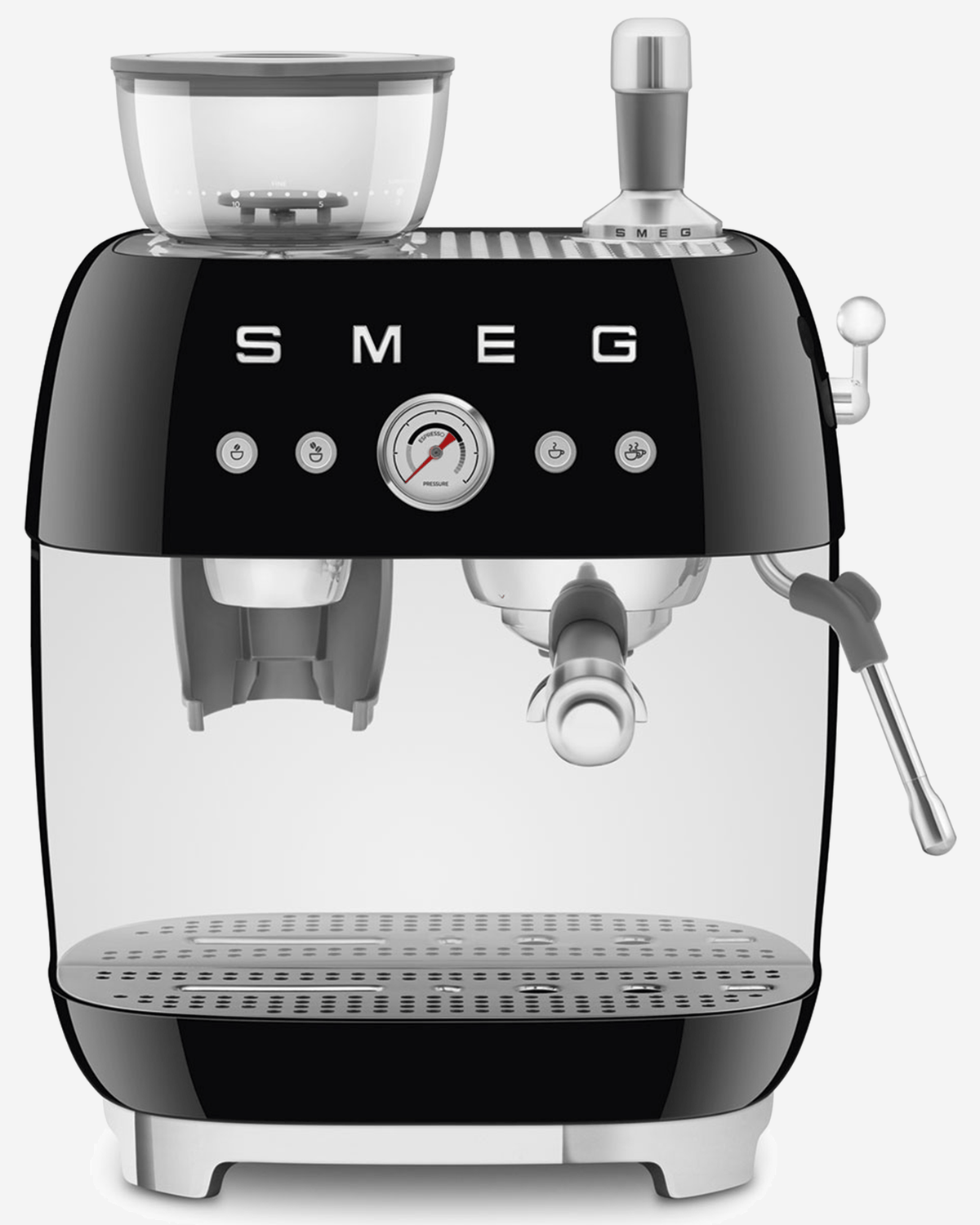 SMEG Espresso Coffee Machine with Grinder Black - EGF03BLUK