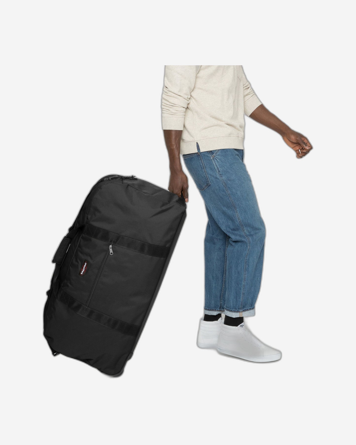 مستودع إيستباك + حقيبة سفر كبيرة سوداء بعجلات