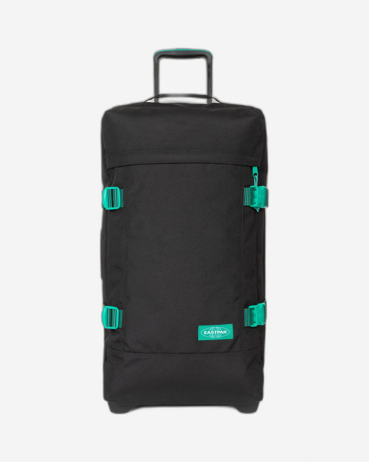 حقيبة سفر إيستباك ترانفرز إم كونتراست سترايب سوداء متوسطة الحجم بعجلات - EK00062L9J41