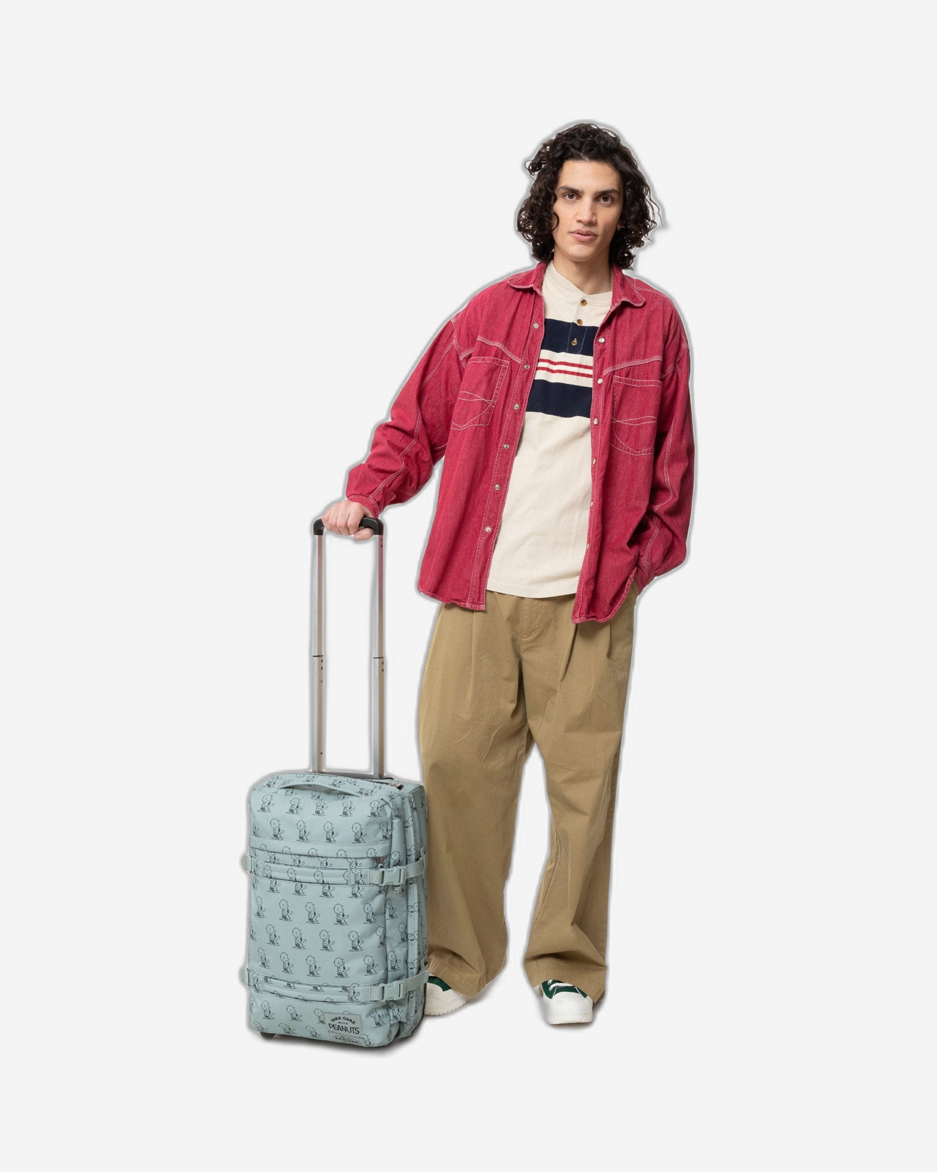 حقيبة سفر إيستباك ترانزيت إس صغيرة ناعمة بنقشة الفول السوداني والنعناع - EK0A5BA76O81